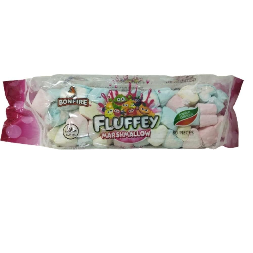 Fluffey Marshmallows 80 Pieces Assorted Fruit Flavours Mini Marshmallow Candy - 80 Pcs X 1 Pkt