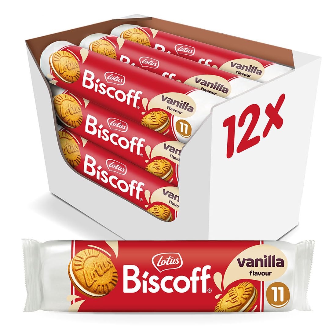 Lotus Biscoff | Belgian Speculoos | Sandwich Cookies | Vanilla Cream | Non-GMO and Vegan | 110g | Pack of 1