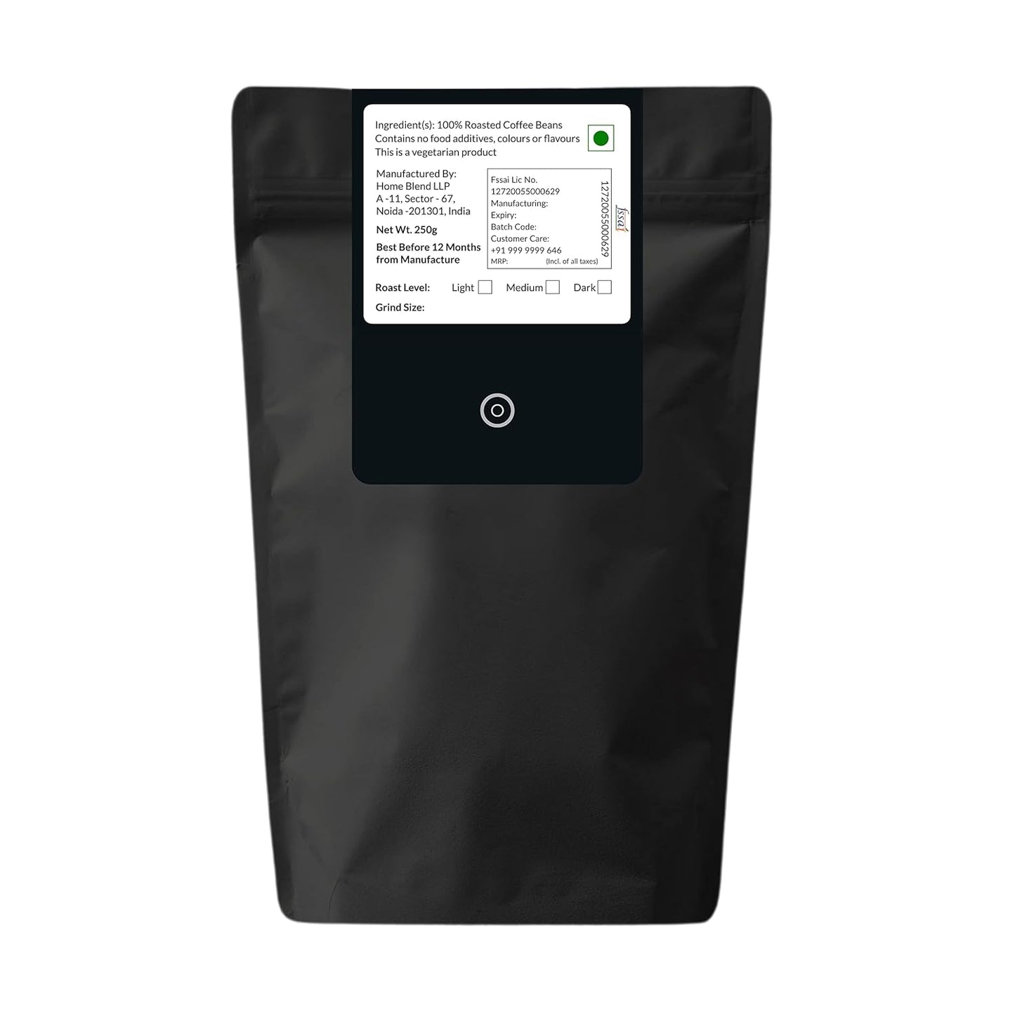 Home Blend Coffee Roasters - Whole Bean Coffee - Custom Roast - Premium Arabica 'Aaa' Grade - Pack Of 250G (Medium Roast), Bag