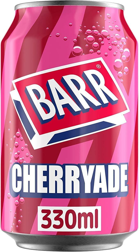 Barr Soda Cherryade Flavour 330ml, No Sugar (Pack of 6 Cans X 330ml each) Imported, Fresh Production Date.