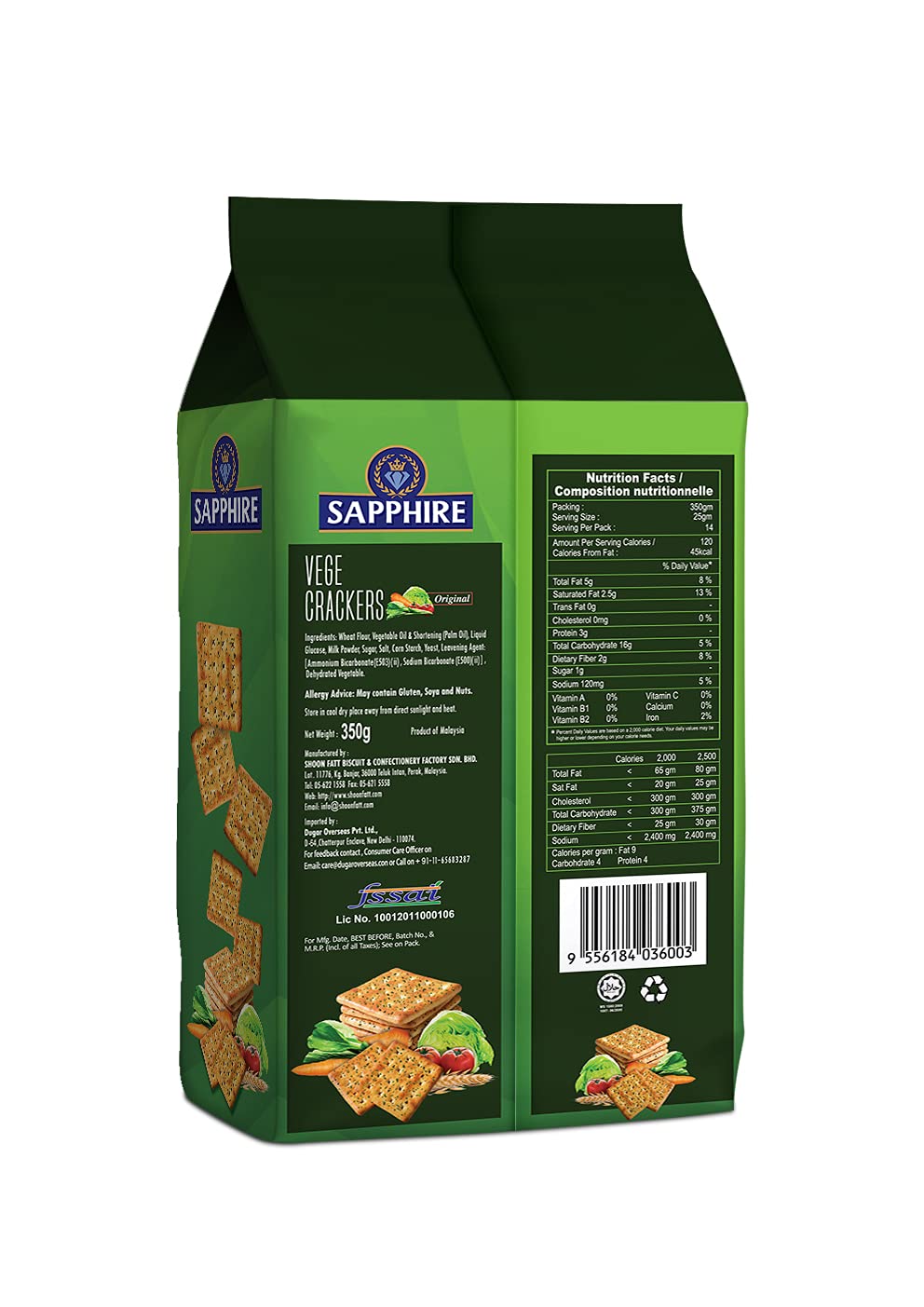 Sapphire Vege Crackers, 350g