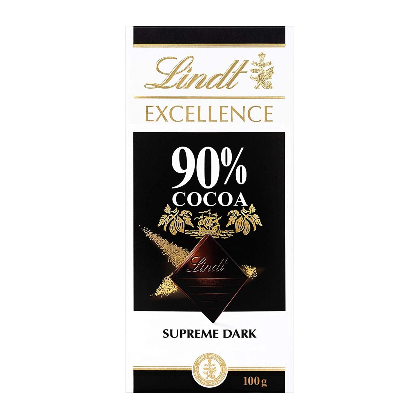 Lindt Excellence 90% Cocoa Dark Supreme Noir Chocolate Bar, 2 X 100 g