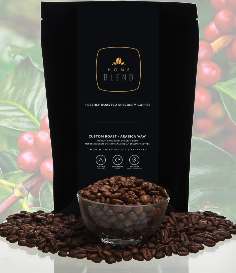 Home Blend Coffee Roasters - Whole Bean Coffee - Custom Roast - Premium Arabica 'Aaa' Grade - Pack Of 250G (Medium Roast), Bag