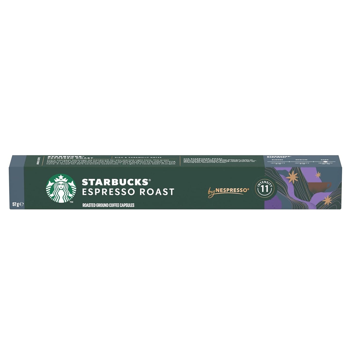 Starbucks by Nespresso Espresso Roast Coffee Pods 10 Capsules, Bag,0.57 Kilograms