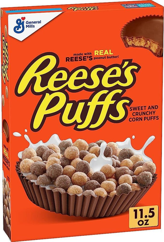 Reeses Puffs Enjoy The Flavour of Peant Butter and Milk Chocolate With Milk or by Itself For a School Snacks 326g (USA)