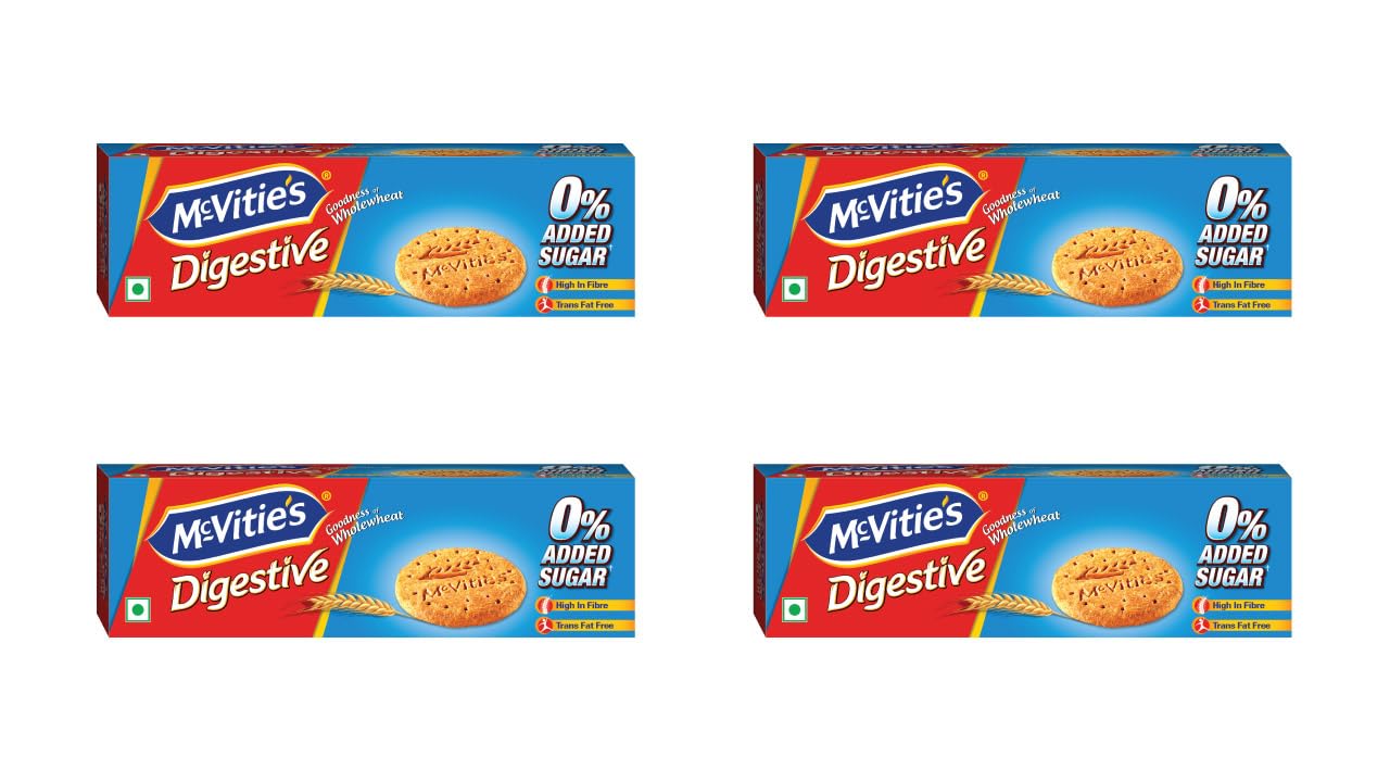 McVities Digestive High Fibre Biscuits with Wholewheat and Zero Added Sugar, 150g (Pack of 4)