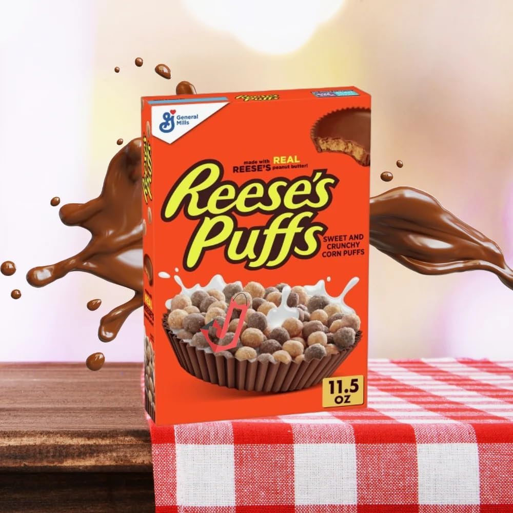 Reeses Puffs Enjoy The Flavour of Peant Butter and Milk Chocolate With Milk or by Itself For a School Snacks 326g (USA)