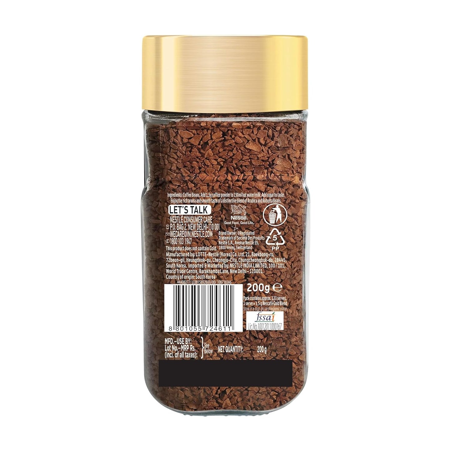 NESCAFE Gold Instant Coffee Powder | Premium Imported Coffee | Coffee at its best | Freeze Dried | Rich & Smooth Taste | 185g/200g Jar (Weight may vary upwards)