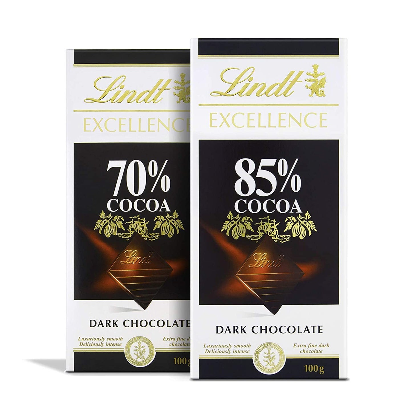 Lindt Excellence 90% Cocoa Dark Supreme Noir Chocolate Bar, 2 X 100 g