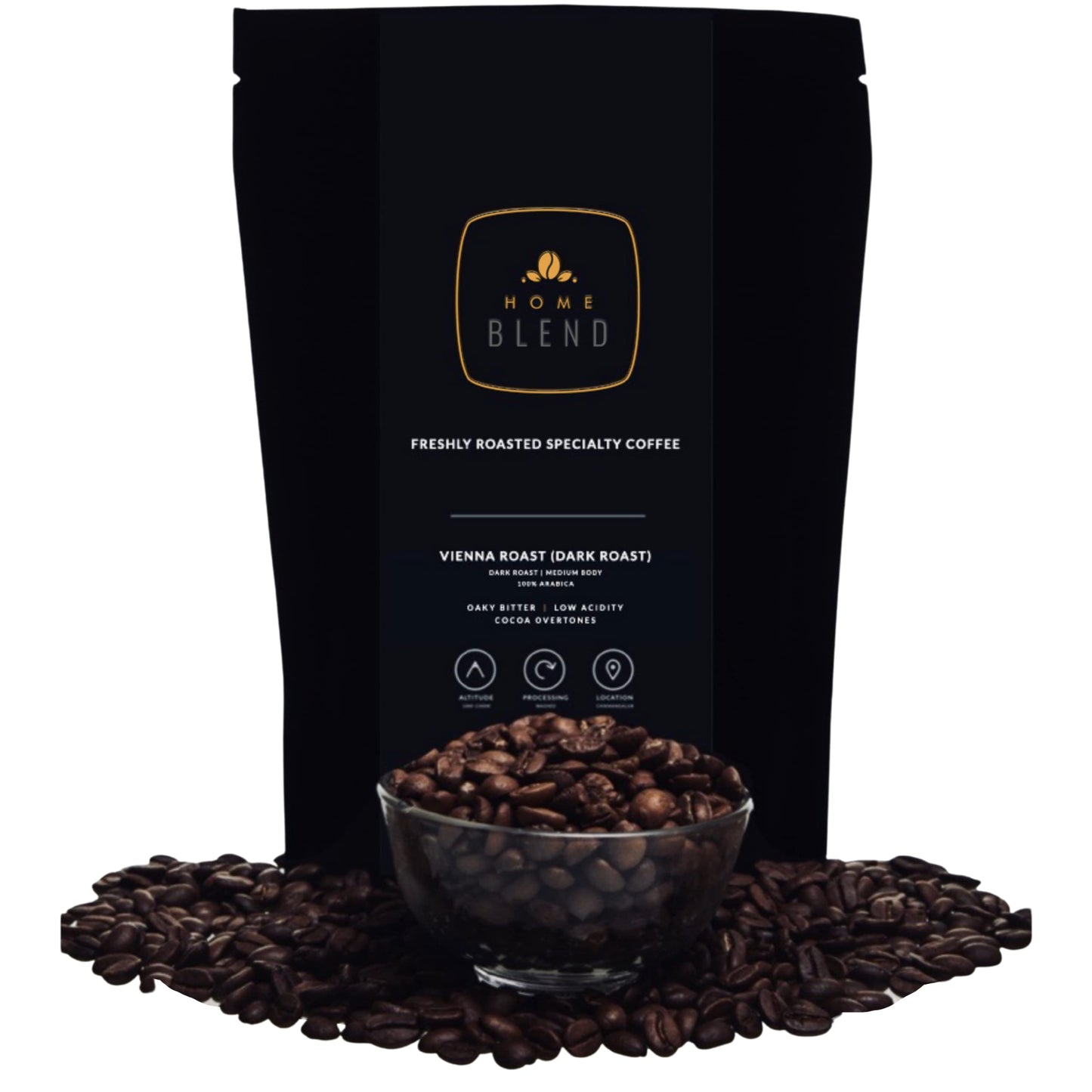 Home Blend Coffee Roasters - Whole Bean Coffee - Custom Roast - Premium Arabica 'Aaa' Grade - Pack Of 250G (Medium Roast), Bag