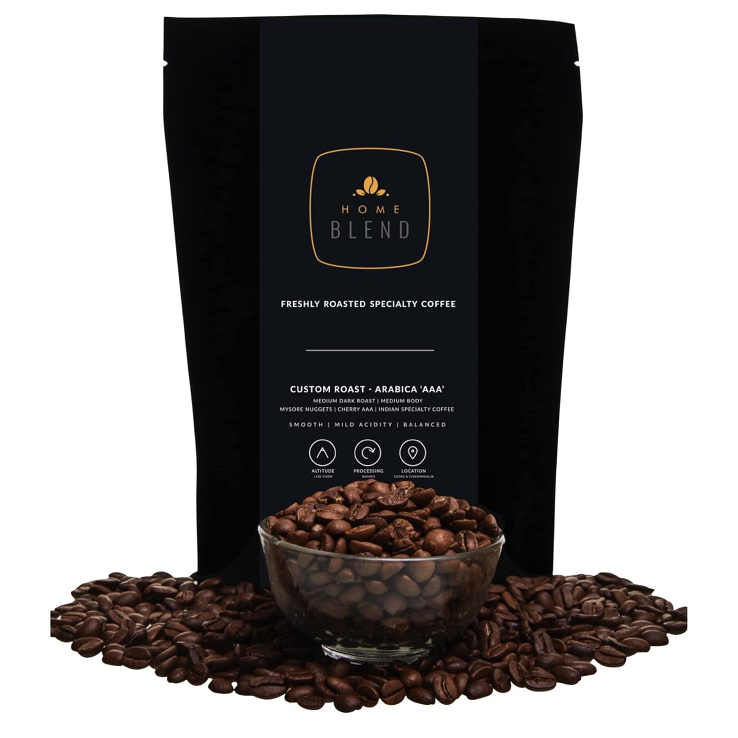 Home Blend Coffee Roasters - Whole Bean Coffee - Custom Roast - Premium Arabica 'Aaa' Grade - Pack Of 250G (Medium Roast), Bag