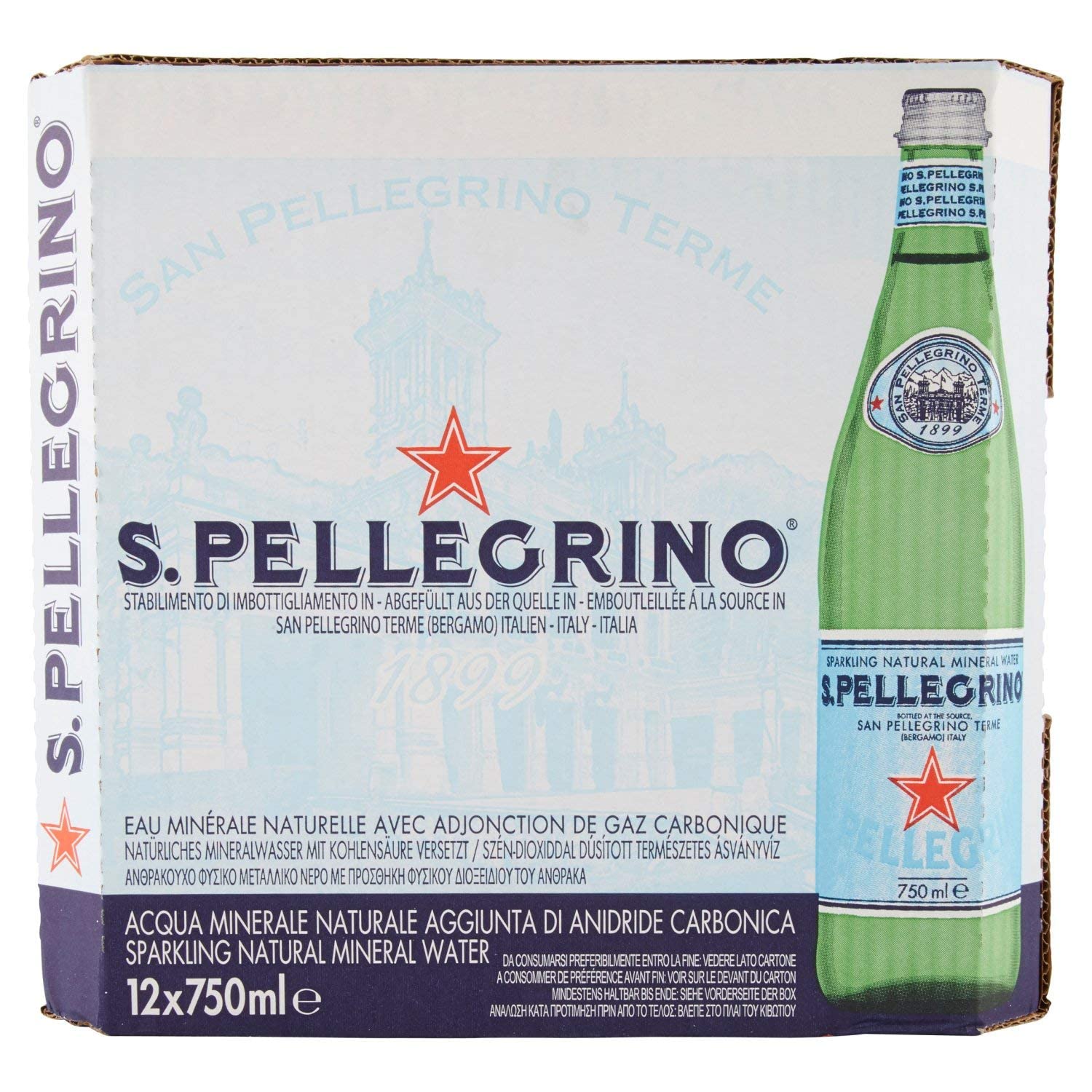 San Pellegrino Sparkling Natural Mineral Water Bottle, 4 x 750 ml