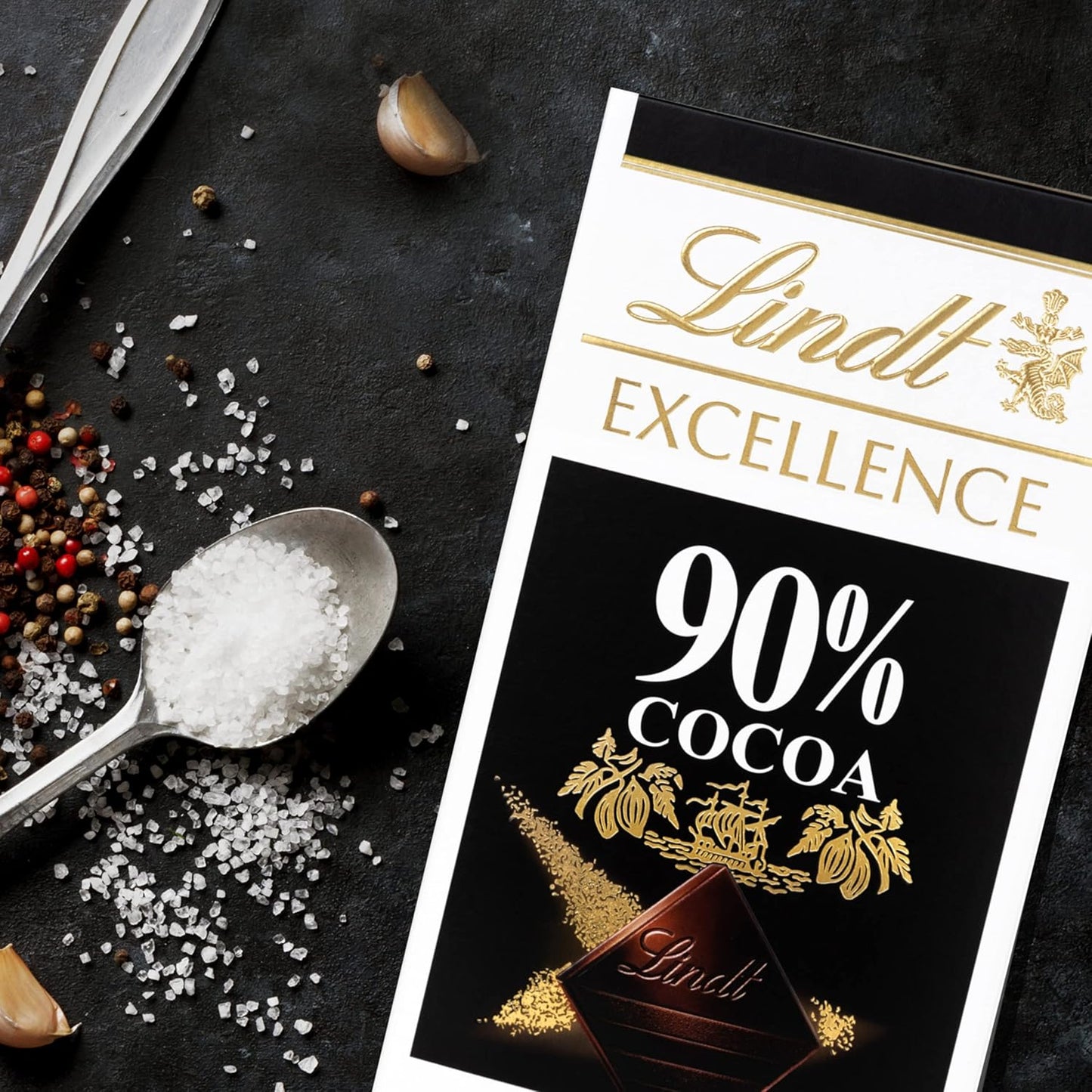 Lindt Excellence 90% Cocoa Dark Supreme Noir Chocolate Bar, 2 X 100 g