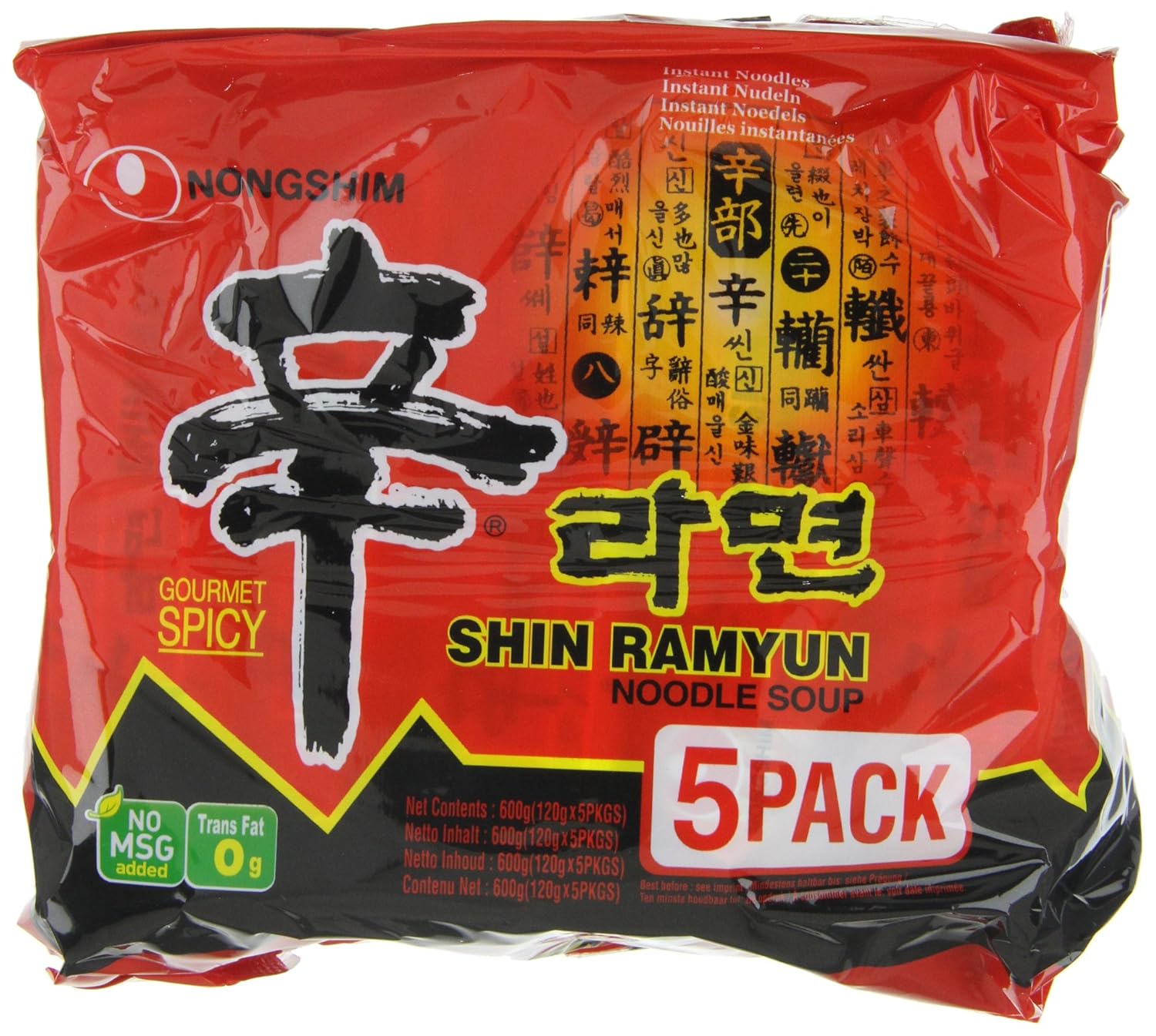 Nongshim Shin Ramyun Korean Style Spicy Noodle Soup Instant Noodles, 21.16 Oz 600 G..