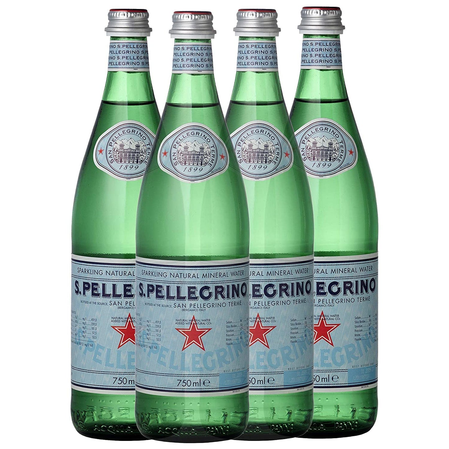 San Pellegrino Sparkling Natural Mineral Water Bottle, 4 x 750 ml