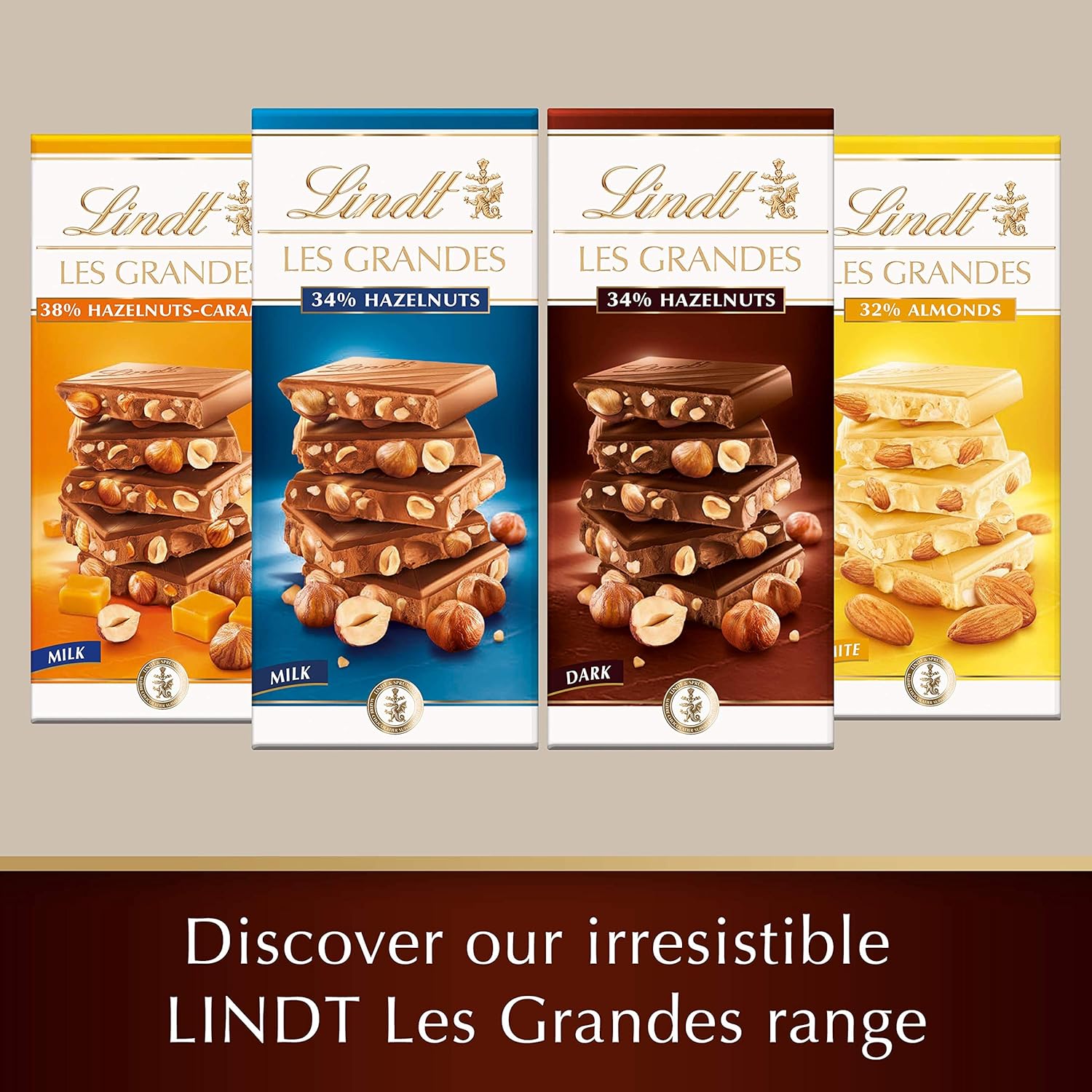 Lindt Les Grand Hazelnuts Dark Chocolate, 150 Gram