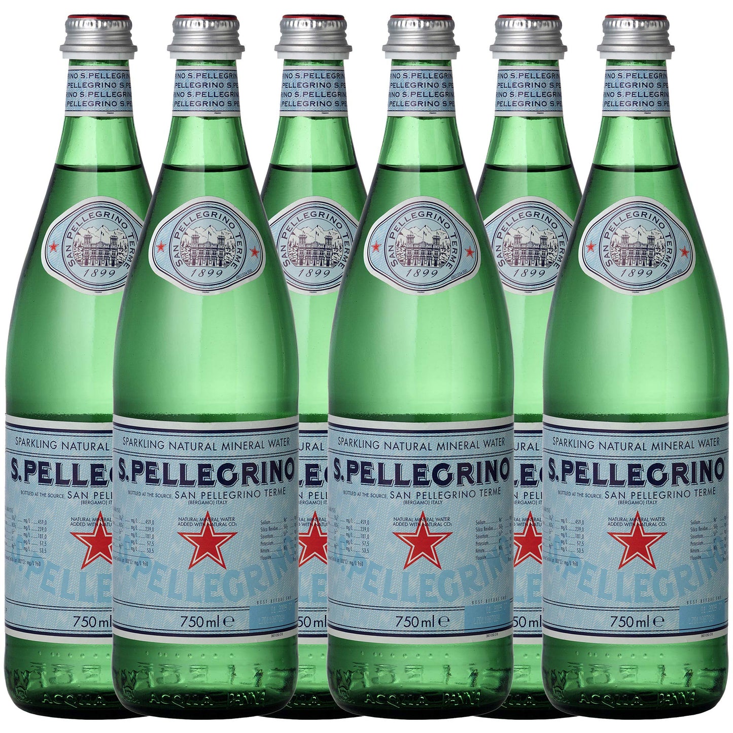 San Pellegrino Sparkling Natural Mineral Water Bottle, 4 x 750 ml