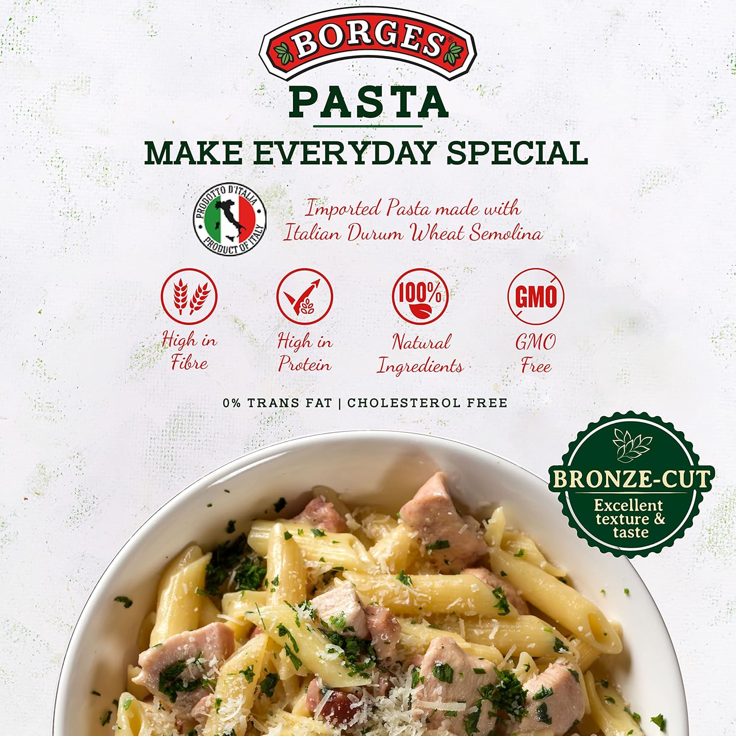 Borges Penne Pasta - 500 gm| 100% Durum Wheat | Imported from Italy | High in Protein |No Preservative