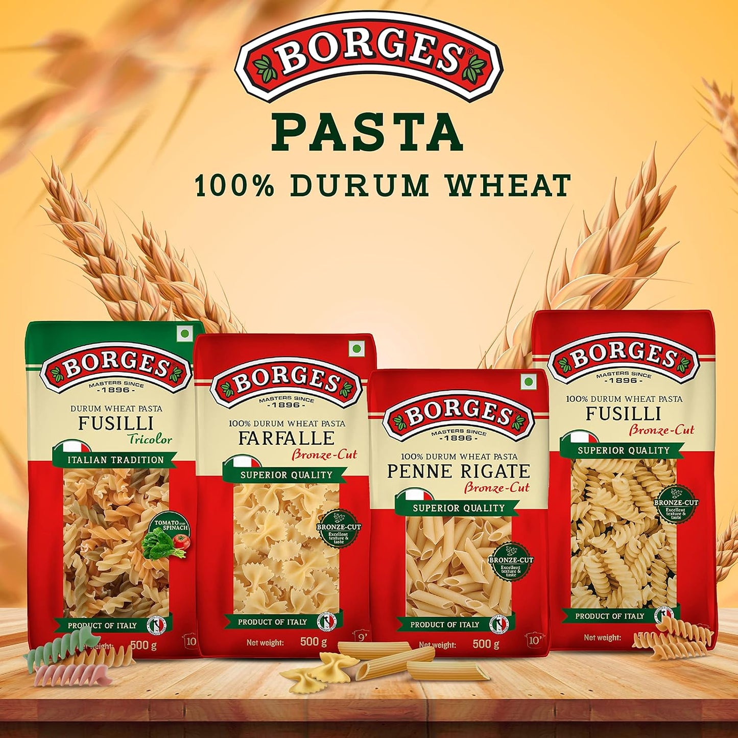 Borges Penne Pasta - 500 gm| 100% Durum Wheat | Imported from Italy | High in Protein |No Preservative