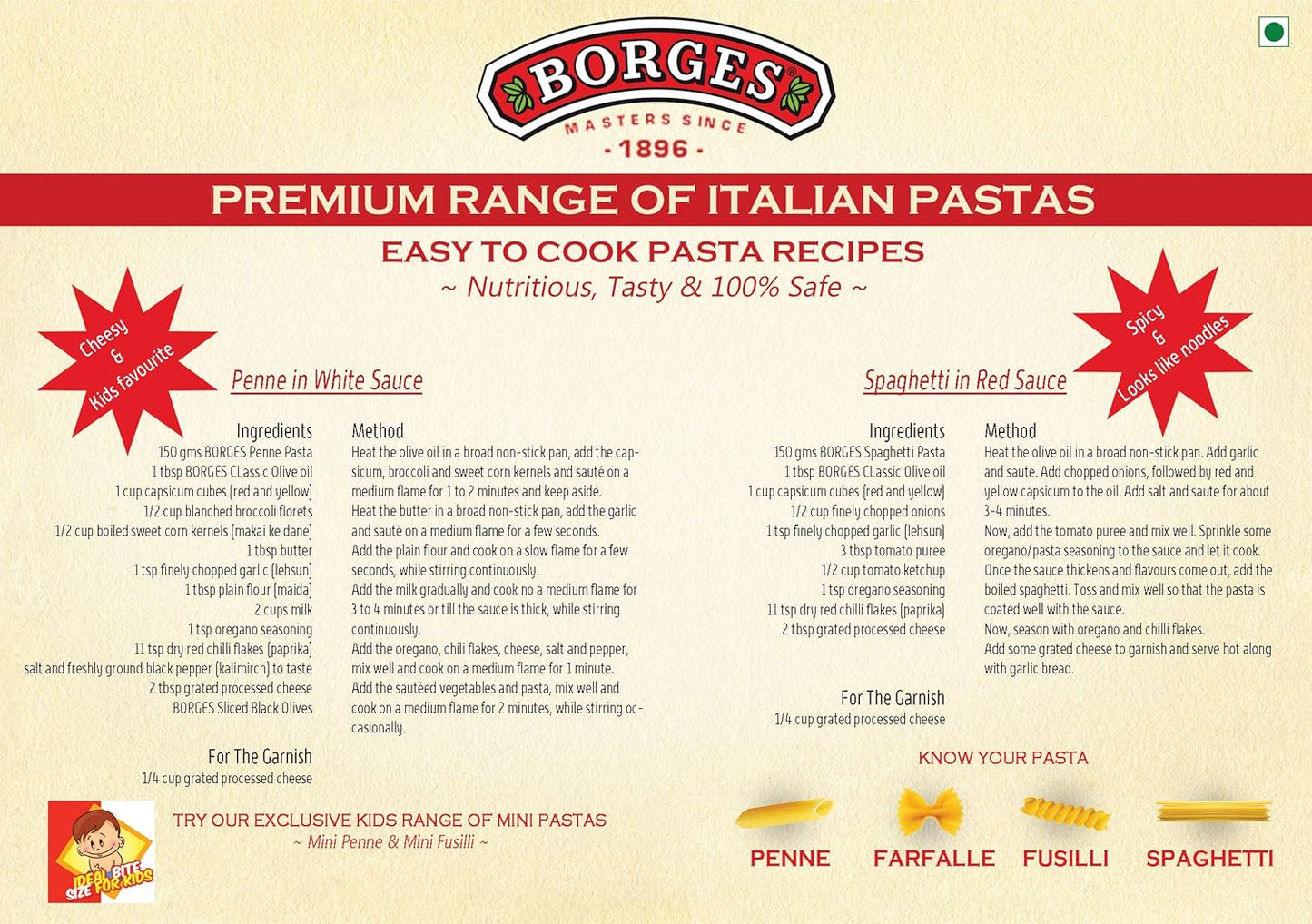 Borges Penne Pasta - 500 gm| 100% Durum Wheat | Imported from Italy | High in Protein |No Preservative