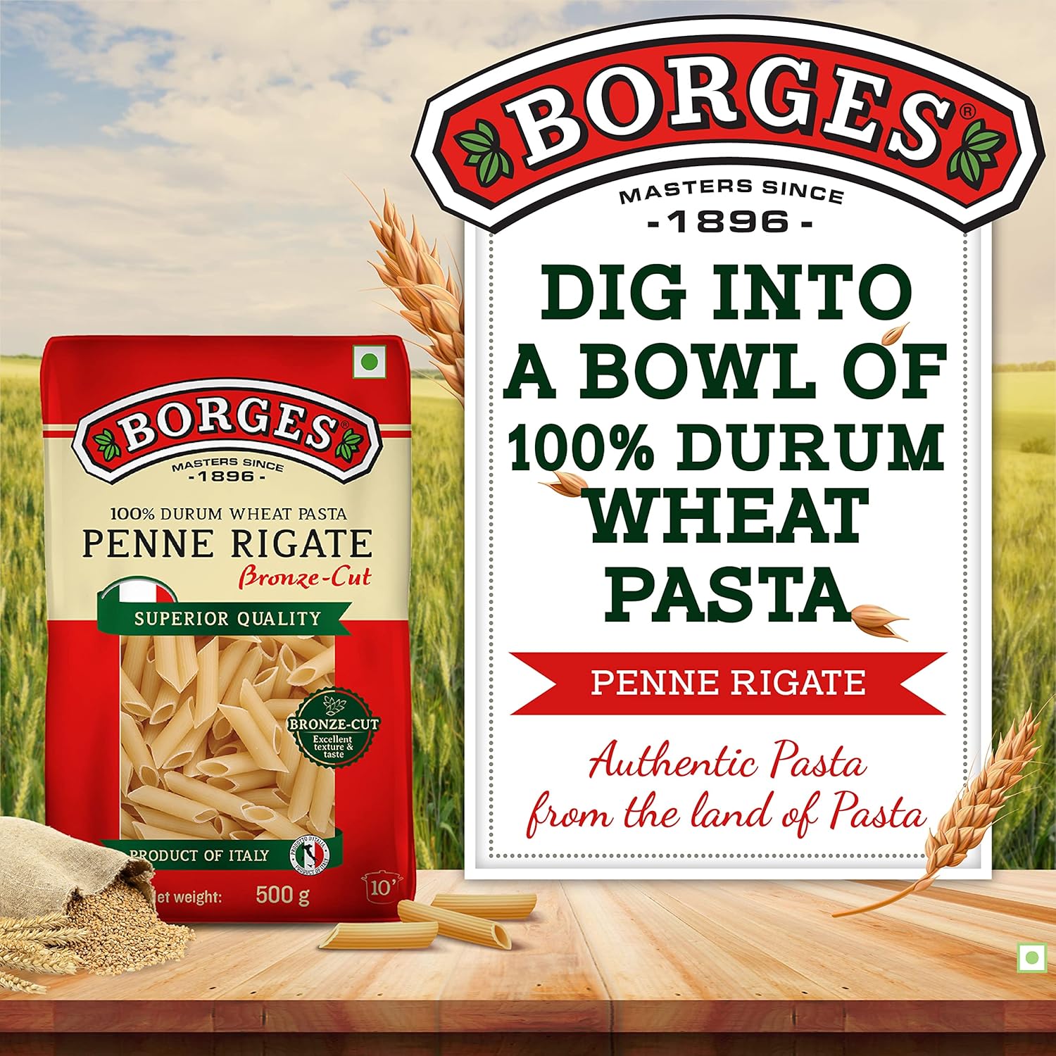 Borges Penne Pasta - 500 gm| 100% Durum Wheat | Imported from Italy | High in Protein |No Preservative